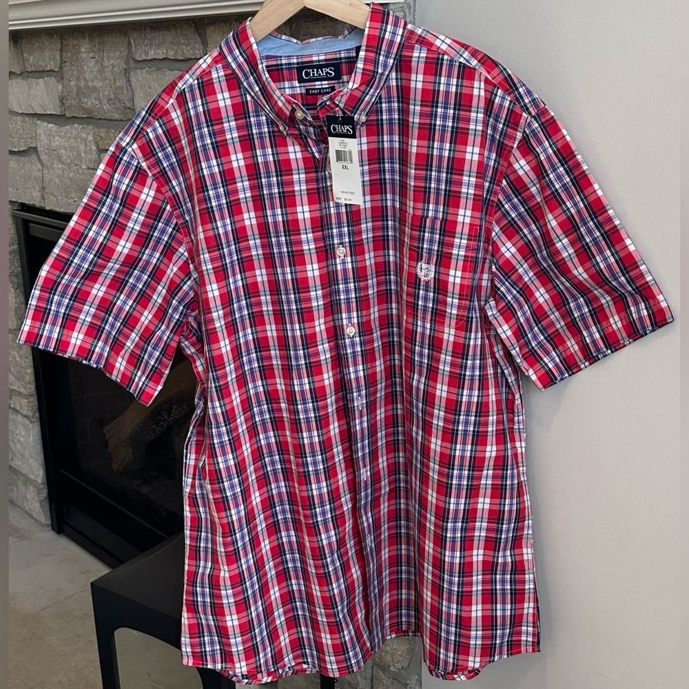 ✨NWT✨Chaps Ralph Lauren Men's 2XL Short Sleeve Shirt Button Down Plaid - Picture 5 of 10
